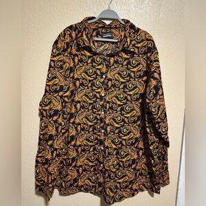 Cremieux Long Sleeve‎ Button Down Shirt Size 4XT All Over Print Loud